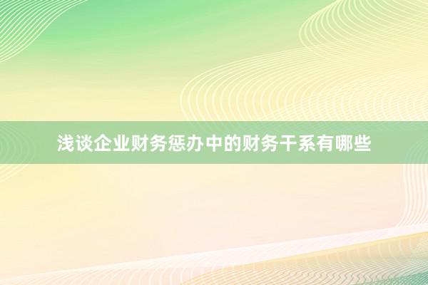 浅谈企业财务惩办中的财务干系有哪些